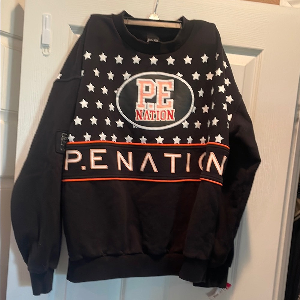 P.E Nation Black Sweater with Star Pattern